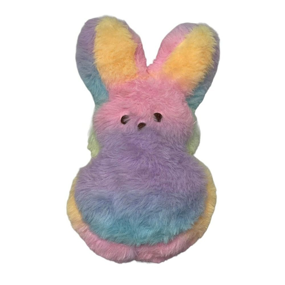 PEEPS Easter Bunny Pastel Rainbow Tie Dye Stuffed Animal Plush 8”